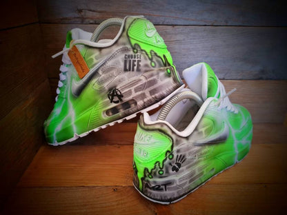 Custom Painted Air Max 90/Sneakers/Shoes/Kicks/Premium/Personalised/Green Brick Art