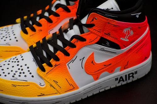 Cartoon Sunset drip fade Jordan 1 mids