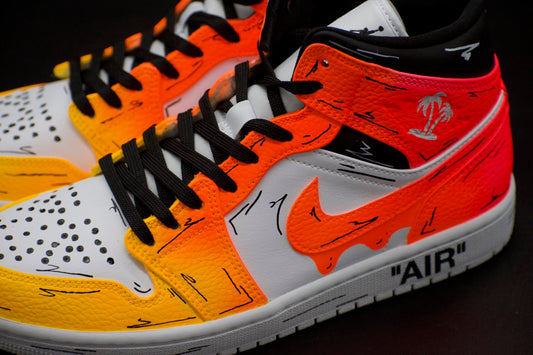 Cartoon Sunset drip fade Jordan 1 mids