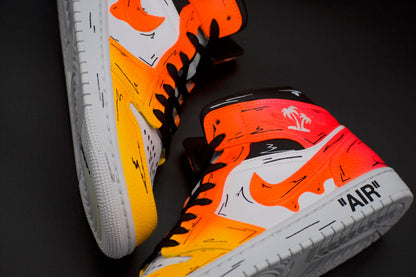 Cartoon Sunset drip fade Jordan 1 mids