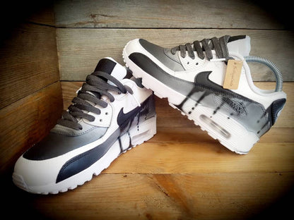 Custom Painted Air Max 90/Sneakers/Shoes/Kicks/Premium/Personalised/Drip Fade-Black