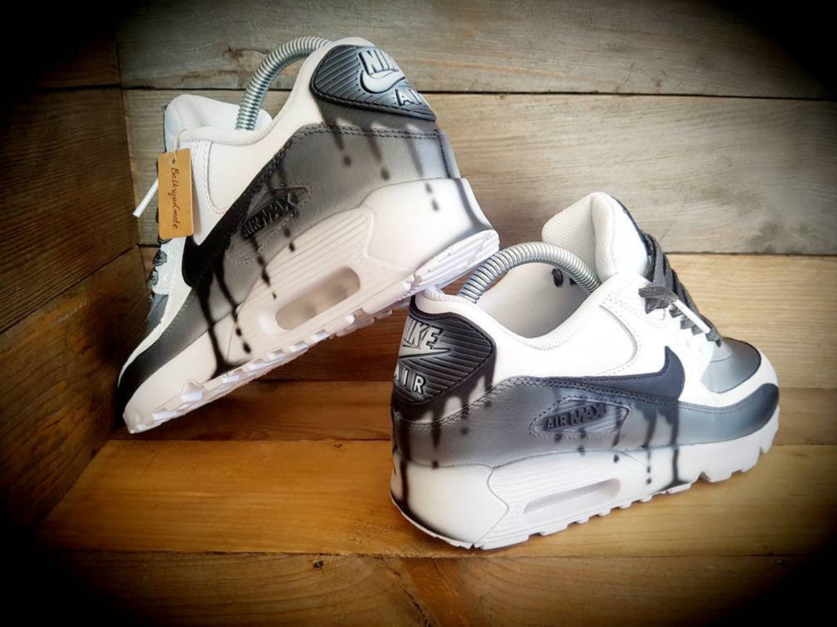 Custom Painted Air Max 90/Sneakers/Shoes/Kicks/Premium/Personalised/Drip Fade-Black
