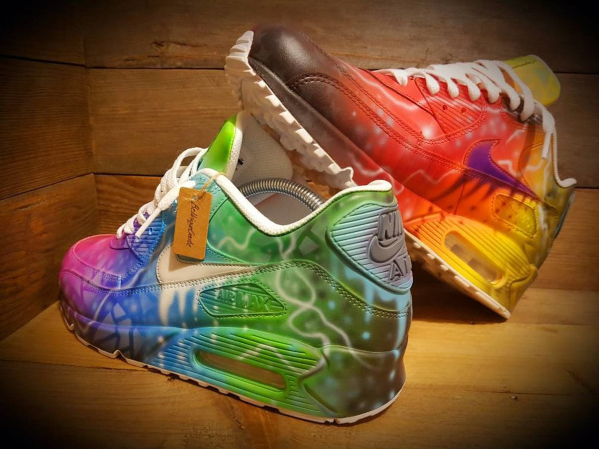 Custom Painted Air Max 90/Sneakers/Shoes/Kicks/Premium/Personalised/Colour Graffiti-White