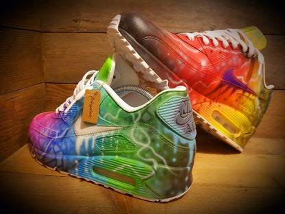 Custom Painted Air Max 90/Sneakers/Shoes/Kicks/Premium/Personalised/Colour Graffiti-White