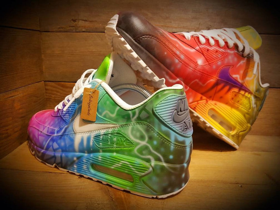 Custom Painted Air Max 90/Sneakers/Shoes/Kicks/Premium/Personalised/Colour Graffiti-White