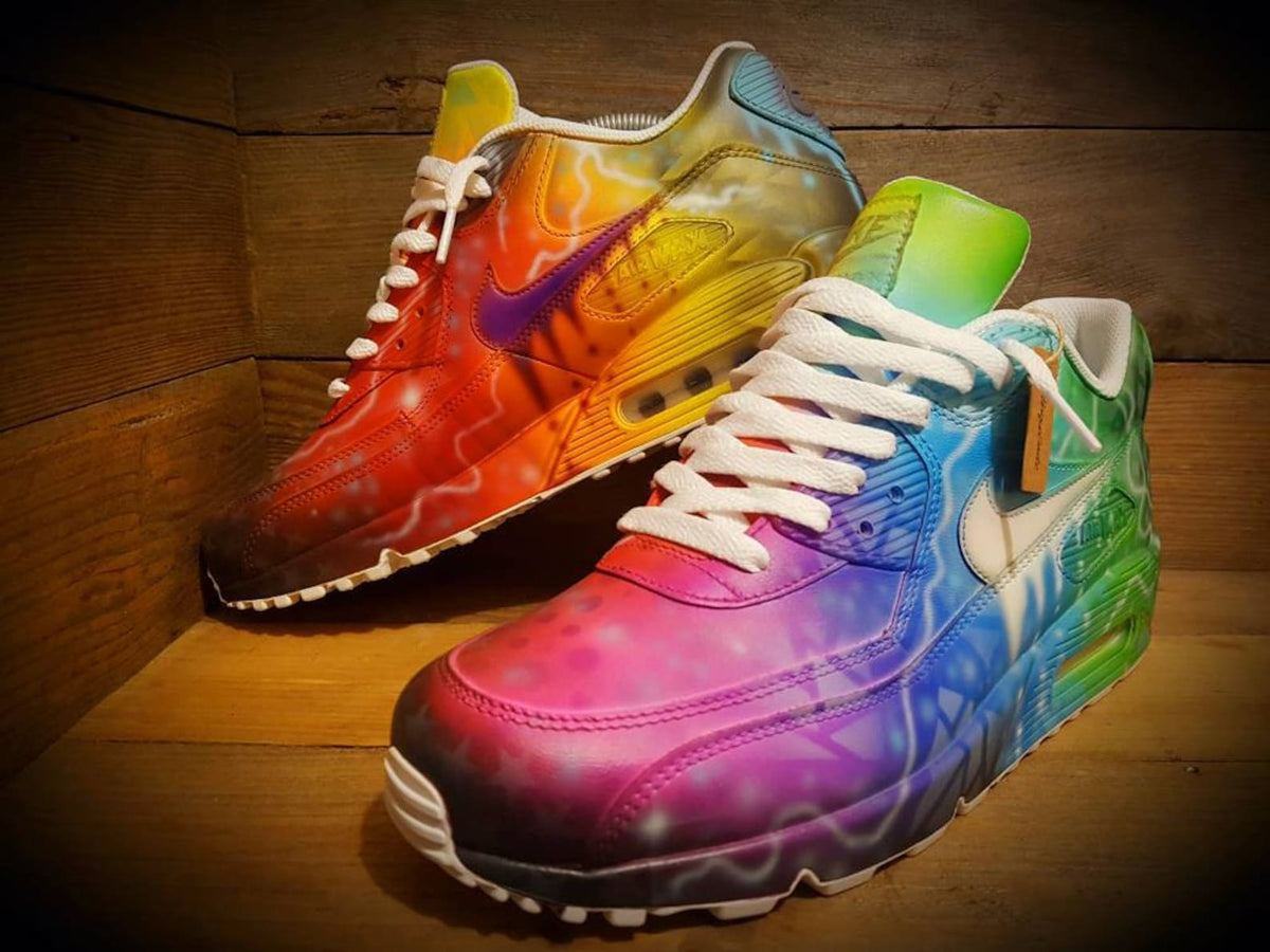 Custom Painted Air Max 90/Sneakers/Shoes/Kicks/Premium/Personalised/Colour Graffiti-White