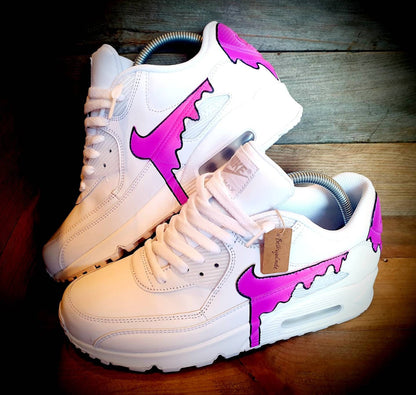 Custom Painted Air Max 90/Sneakers/Shoes/Kicks/Premium/Personalised/Neon Purple Drip