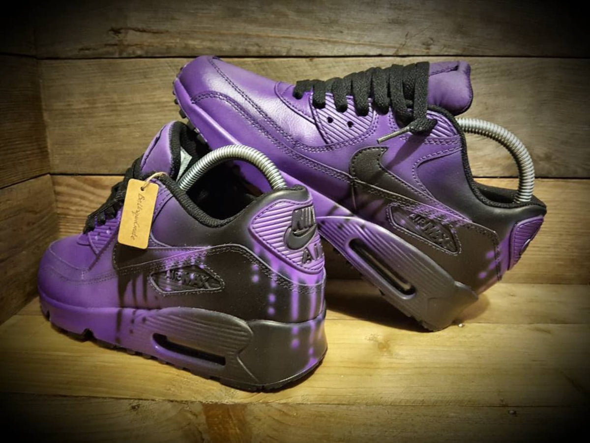 Custom Painted Air Max 90/Sneakers/Shoes/Kicks/Premium/Personalised/Black Fade-Purple