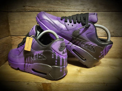 Custom Painted Air Max 90/Sneakers/Shoes/Kicks/Premium/Personalised/Black Fade-Purple