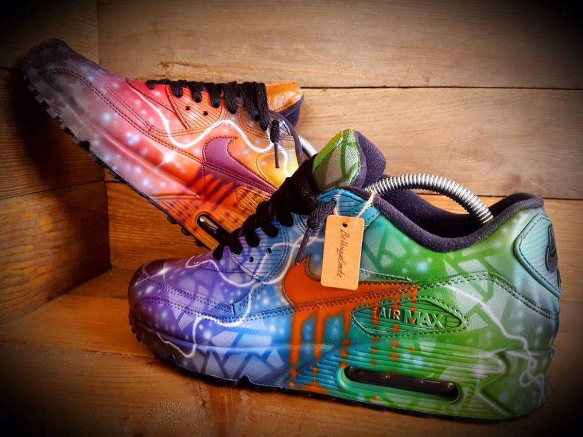 Custom Painted Air Max 90/Sneakers/Shoes/Kicks/Premium/Personalised/Colour Graffiti-Black