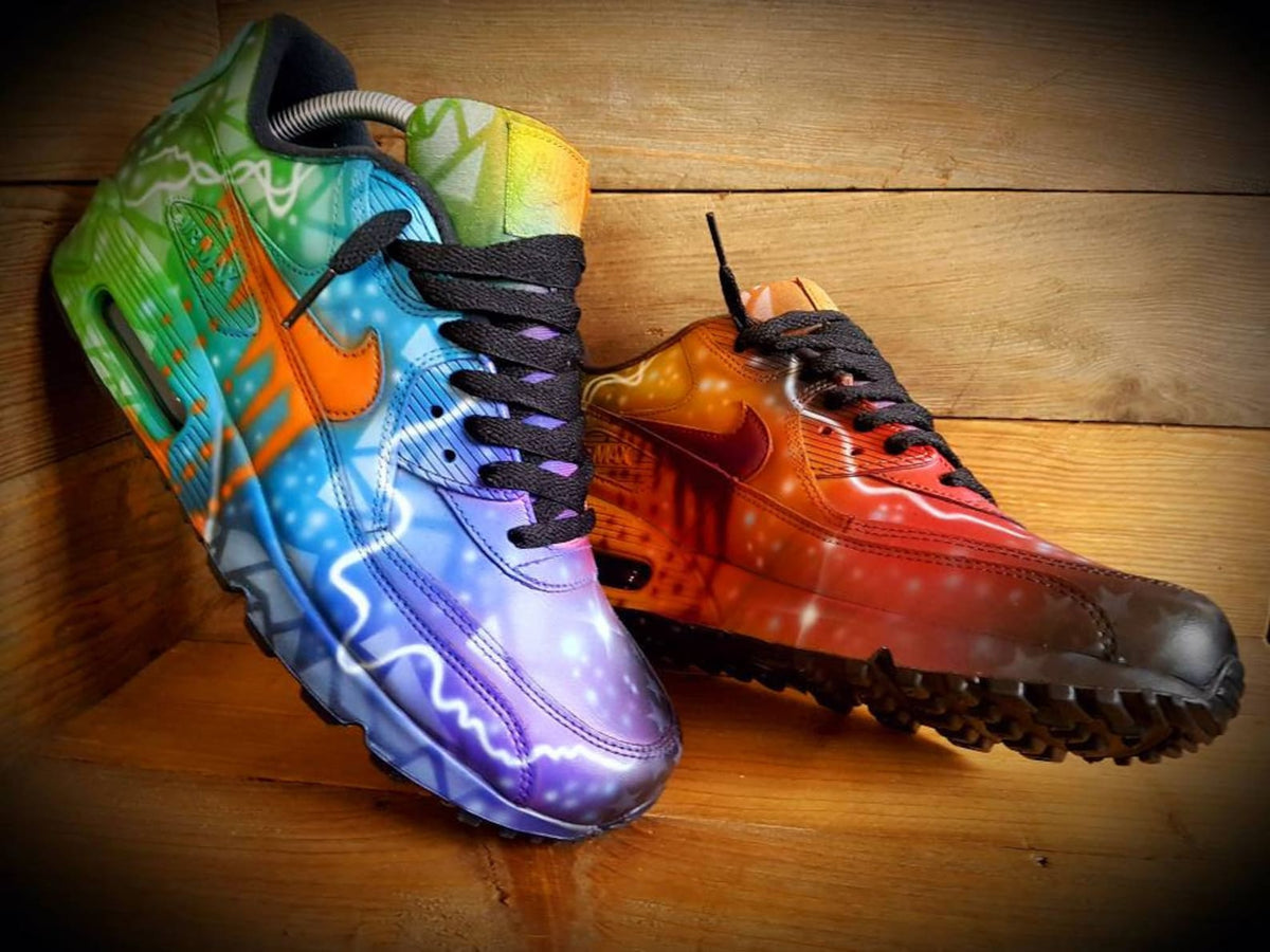Custom Painted Air Max 90/Sneakers/Shoes/Kicks/Premium/Personalised/Colour Graffiti-Black