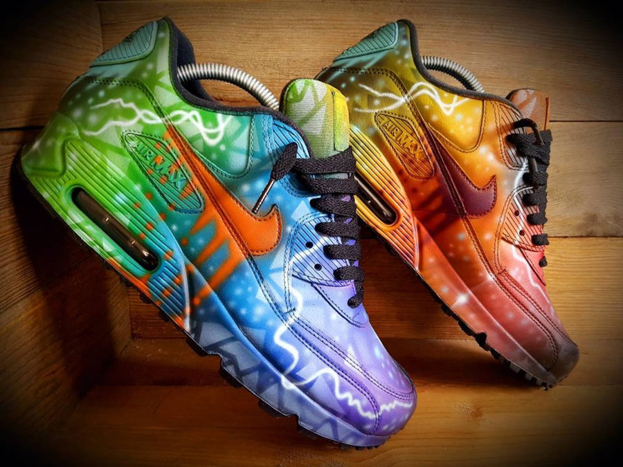 Custom Painted Air Max 90/Sneakers/Shoes/Kicks/Premium/Personalised/Colour Graffiti-Black