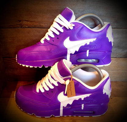 Custom Painted Air Max 90/Sneakers/Shoes/Kicks/Premium/Personalised/Classic Drip-Purple