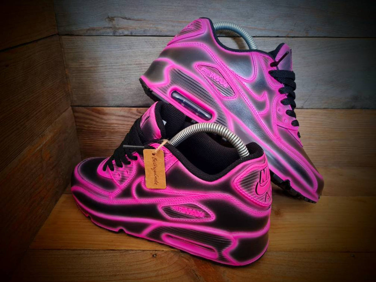 Custom Painted Air Max 90/Sneakers/Shoes/Kicks/Premium/Personalised/Neon Pink Cartoon