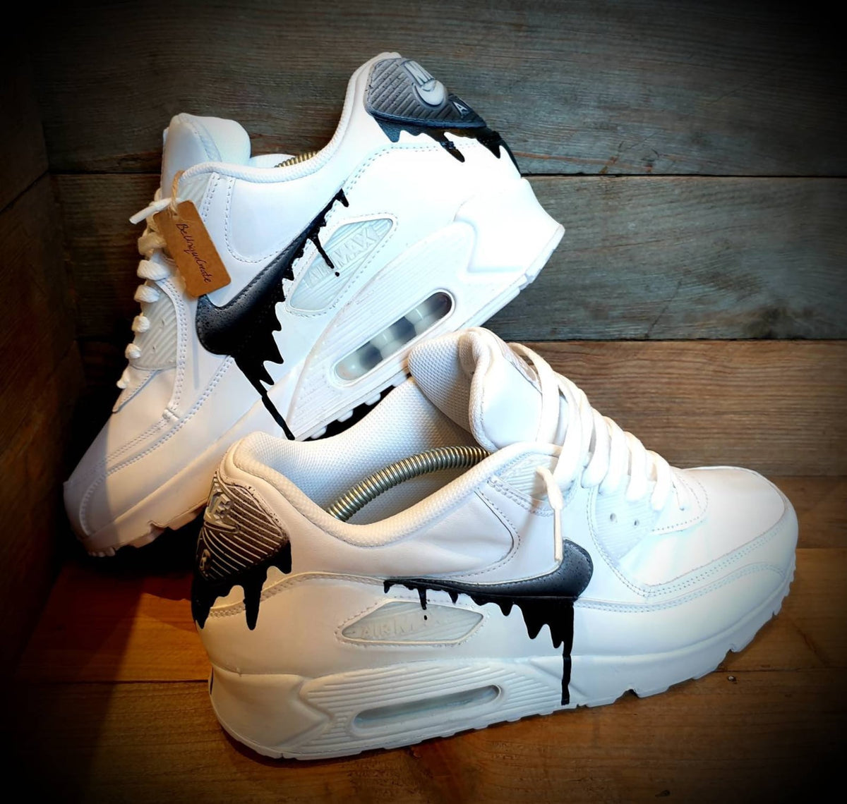 Custom Painted Air Max 90/Sneakers/Shoes/Kicks/Premium/Personalised/Speckled Drip-Black