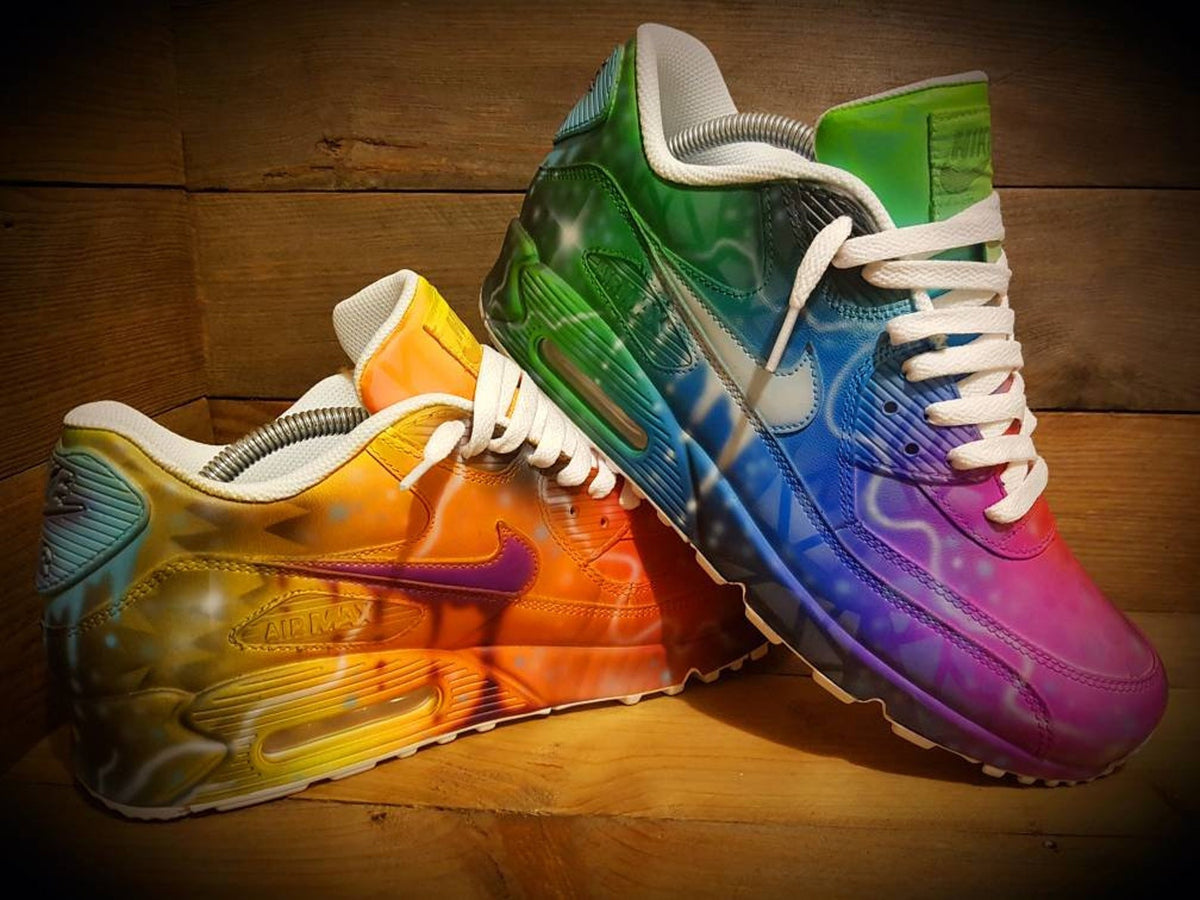 Custom Painted Air Max 90/Sneakers/Shoes/Kicks/Premium/Personalised/Colour Graffiti-White