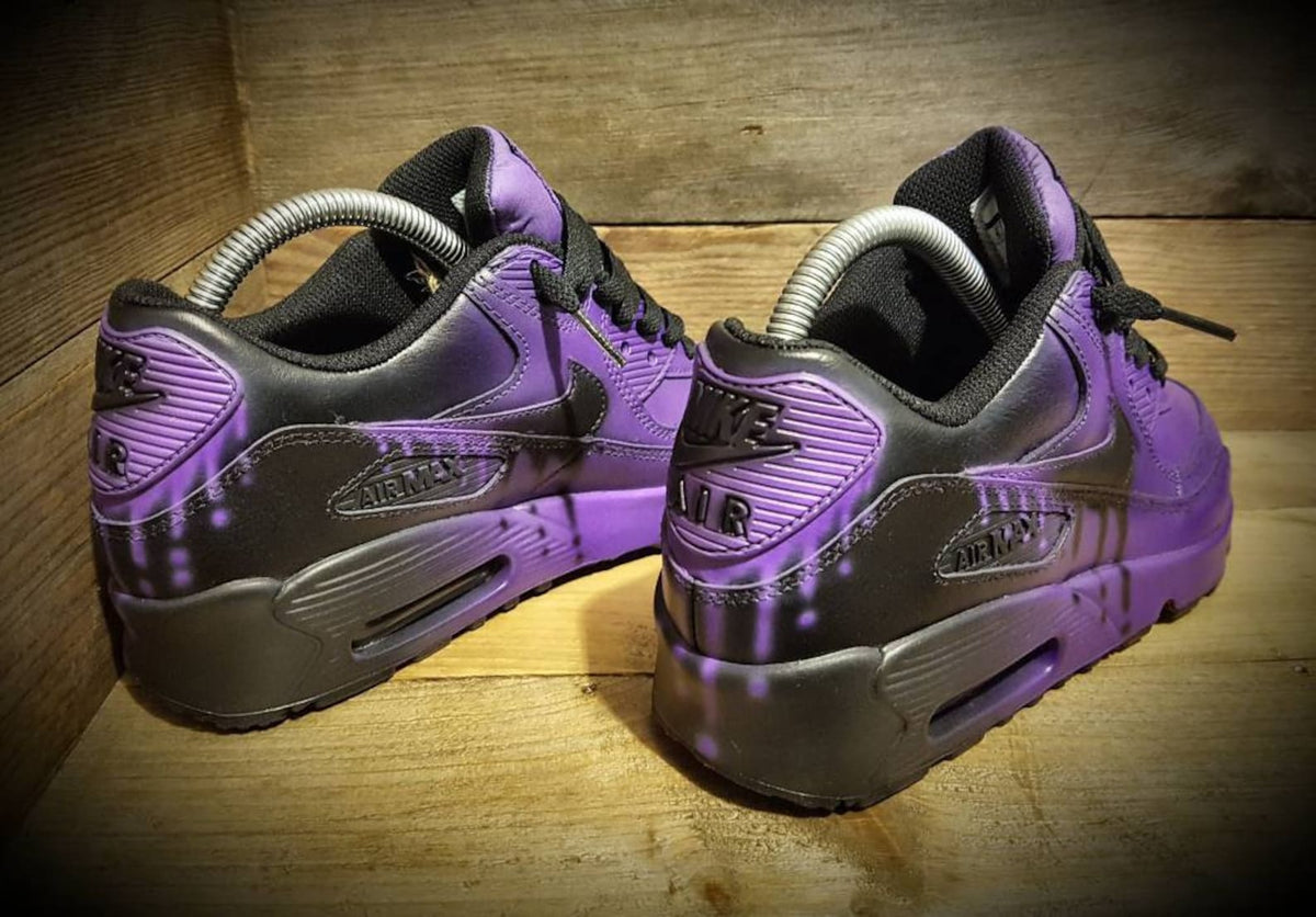 Custom Painted Air Max 90/Sneakers/Shoes/Kicks/Premium/Personalised/Black Fade-Purple
