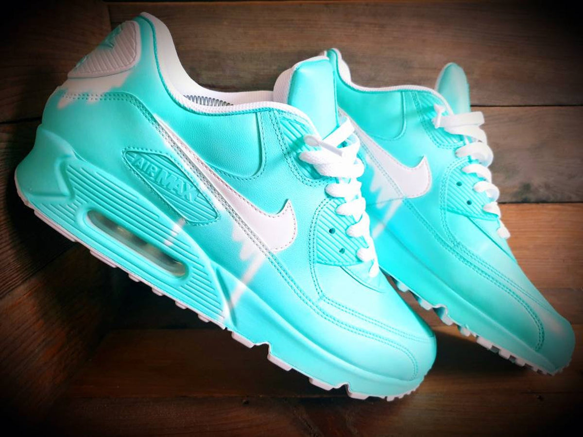 Custom Painted Air Max 90/Sneakers/Shoes/Kicks/Premium/Personalised/Classic Drip-Aqua