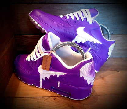 Custom Painted Air Max 90/Sneakers/Shoes/Kicks/Premium/Personalised/Classic Drip-Purple