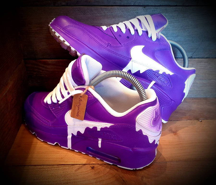 Custom Painted Air Max 90/Sneakers/Shoes/Kicks/Premium/Personalised/Classic Drip-Purple