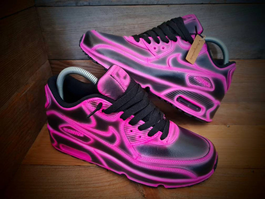 Custom Painted Air Max 90/Sneakers/Shoes/Kicks/Premium/Personalised/Neon Pink Cartoon