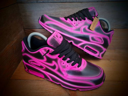 Custom Painted Air Max 90/Sneakers/Shoes/Kicks/Premium/Personalised/Neon Pink Cartoon