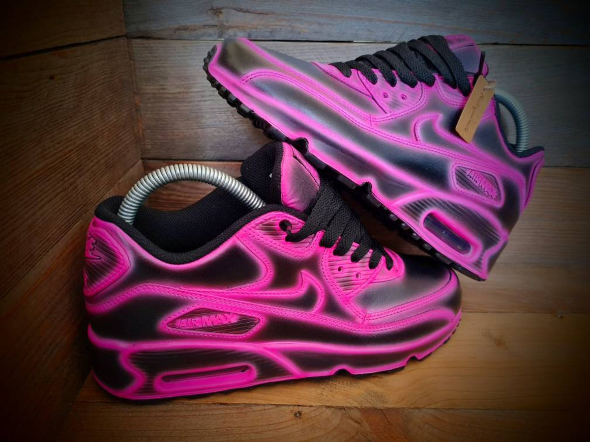 Custom Painted Air Max 90/Sneakers/Shoes/Kicks/Premium/Personalised/Neon Pink Cartoon