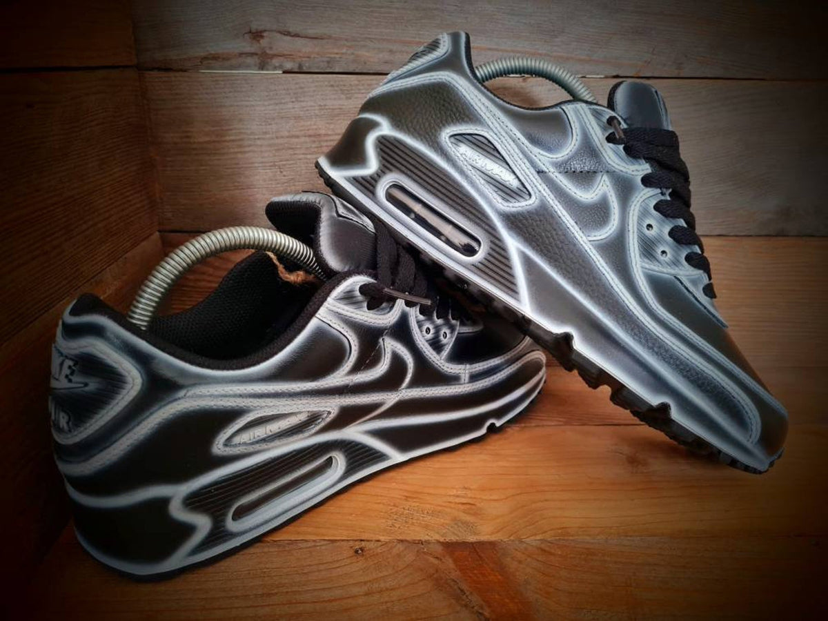 Custom Painted Air Max 90/Sneakers/Shoes/Kicks/Premium/Personalised/Black Cartoon