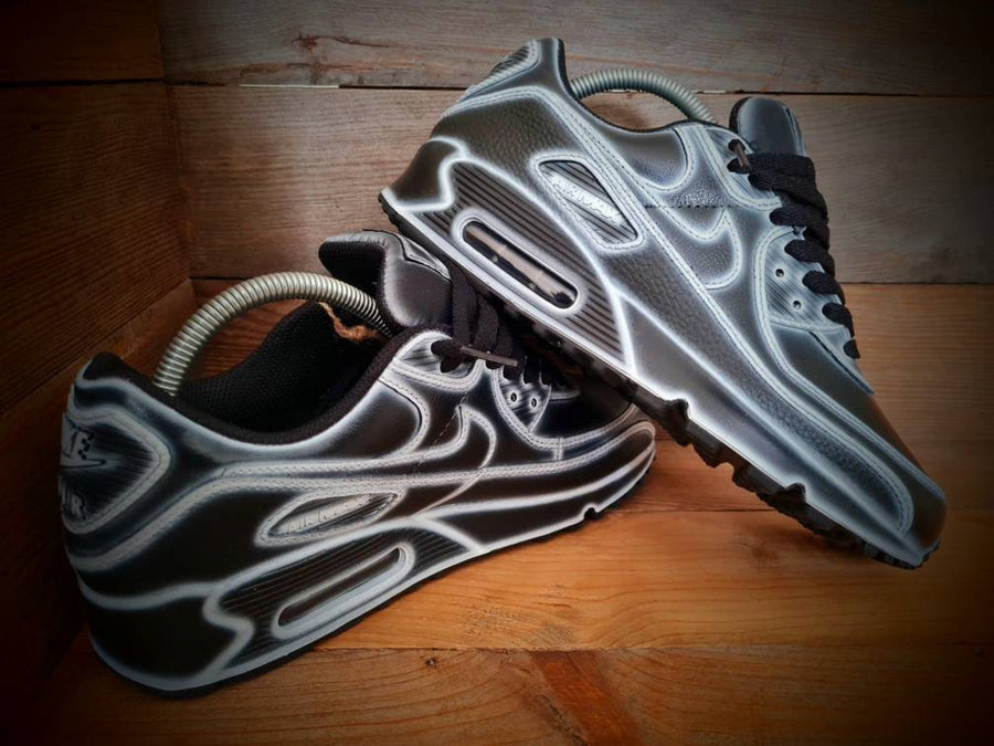 Custom Painted Air Max 90/Sneakers/Shoes/Kicks/Premium/Personalised/Black Cartoon