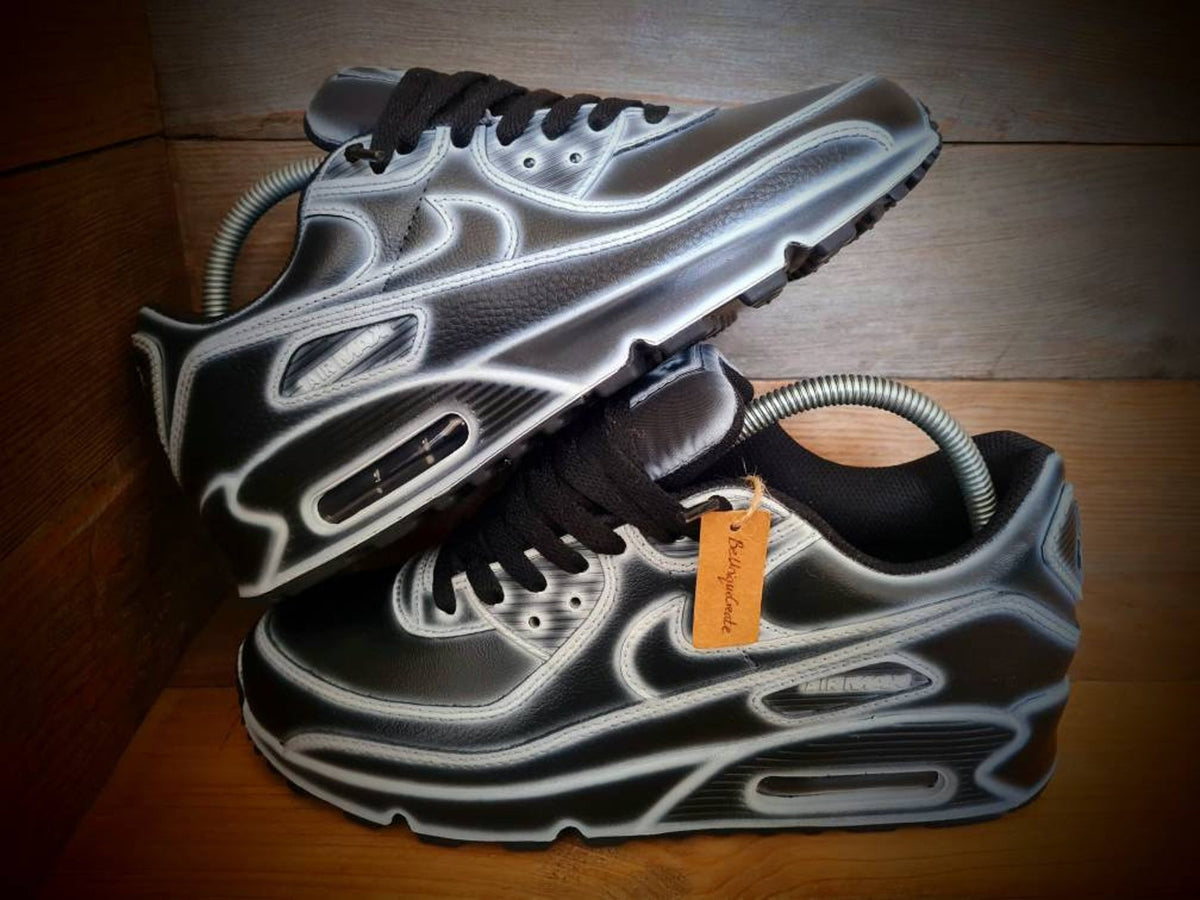 Custom Painted Air Max 90/Sneakers/Shoes/Kicks/Premium/Personalised/Black Cartoon