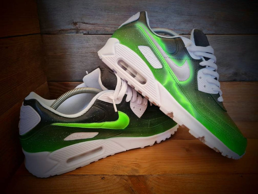 Custom Painted Air Max 90/Sneakers/Shoes/Kicks/Premium/Personalised/Neon Lightning
