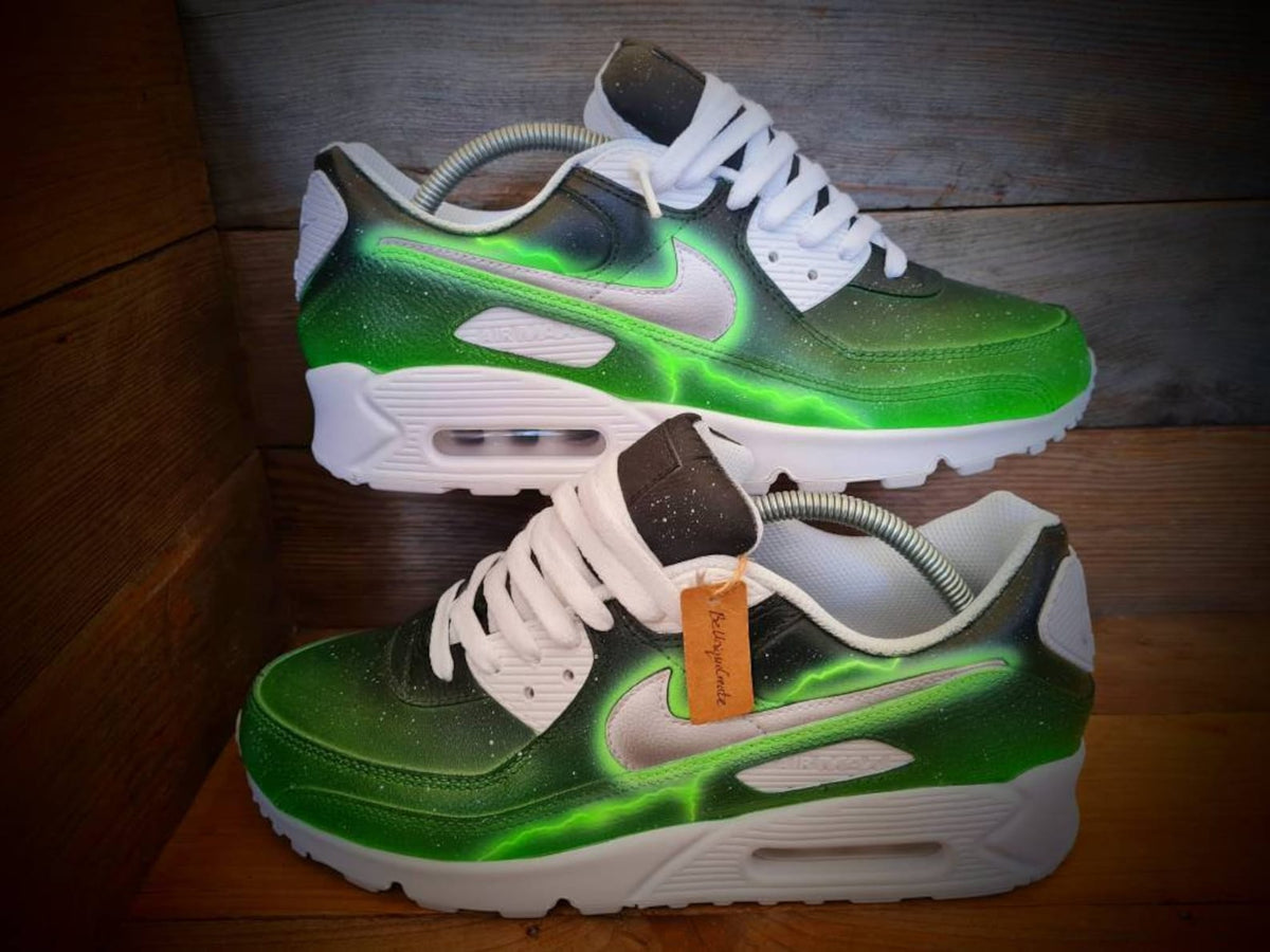 Custom Painted Air Max 90/Sneakers/Shoes/Kicks/Premium/Personalised/Neon Lightning