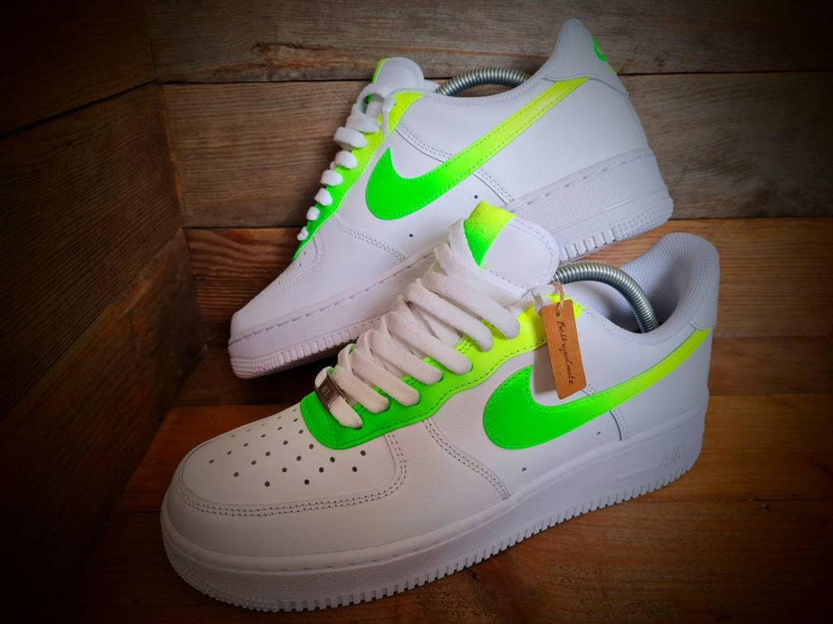 Custom Air Force 1/AF1/Sneakers/Shoes/Kicks/Premium/Personalised/Neon Green-Yellow Fade