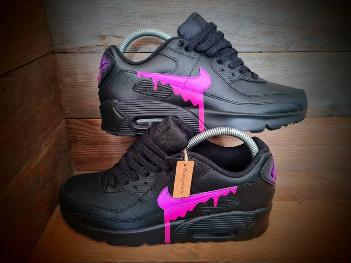 Custom Painted Air Max 90/Sneakers/Shoes/Kicks/Premium/Personalised/Neon Purple-Pink Drip