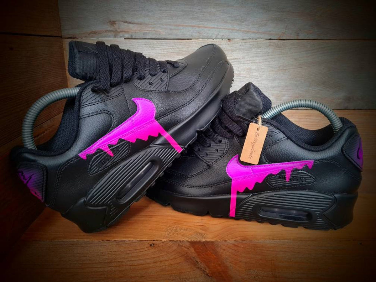 Custom Painted Air Max 90/Sneakers/Shoes/Kicks/Premium/Personalised/Neon Purple-Pink Drip
