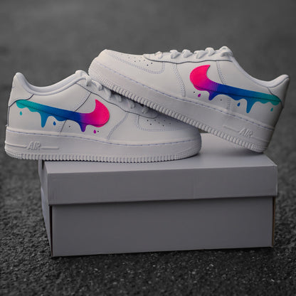 Custom Nike Air Force 1 Color Gradient with Drops - Sneaker Color Gradient with Drip - Hand-painted Shoes - Colorful - Custom Sneaker AF1