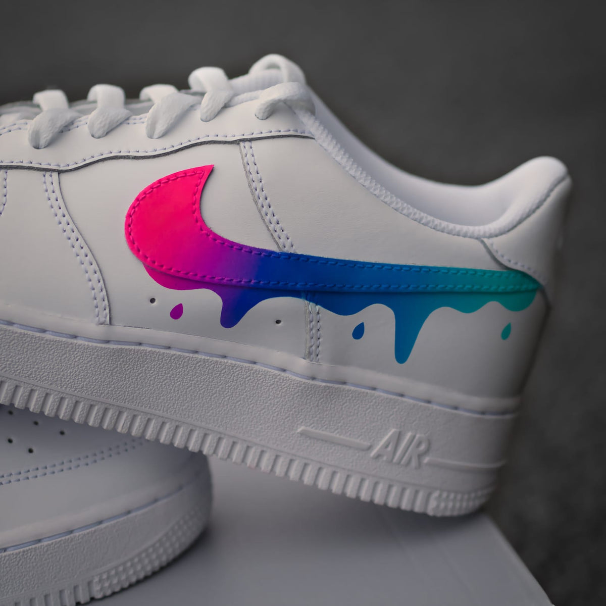 Custom Nike Air Force 1 Color Gradient with Drops - Sneaker Color Gradient with Drip - Hand-painted Shoes - Colorful - Custom Sneaker AF1