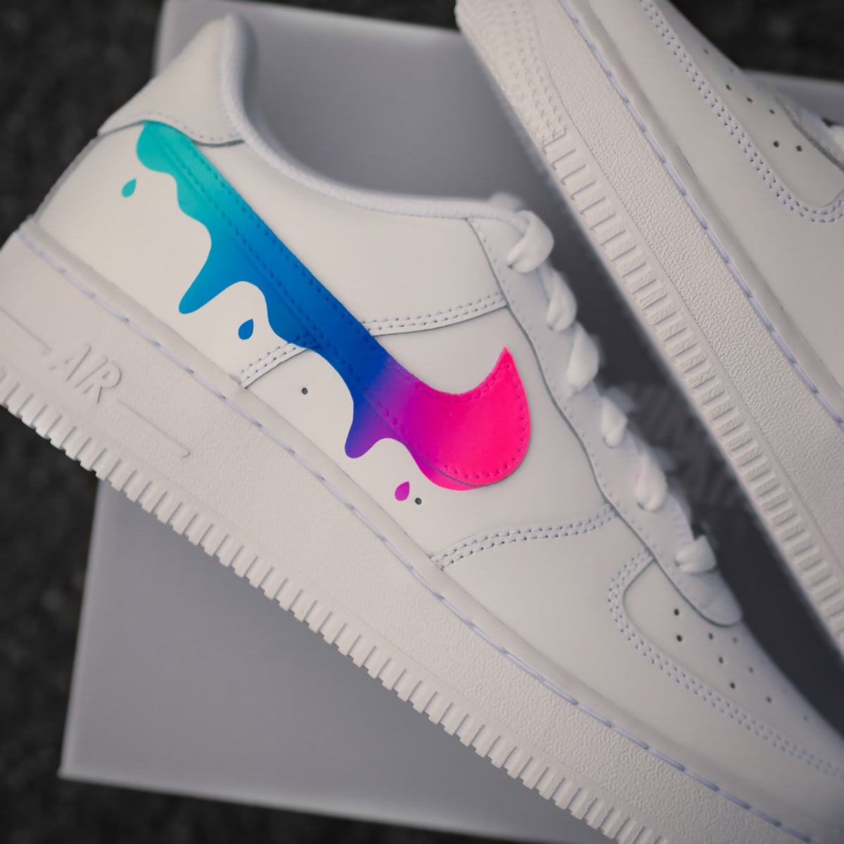 Custom Nike Air Force 1 Color Gradient with Drops - Sneaker Color Gradient with Drip - Hand-painted Shoes - Colorful - Custom Sneaker AF1