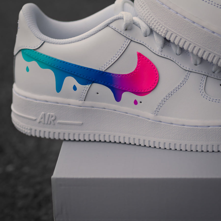 Custom Nike Air Force 1 Color Gradient with Drops - Sneaker Color Gradient with Drip - Hand-painted Shoes - Colorful - Custom Sneaker AF1