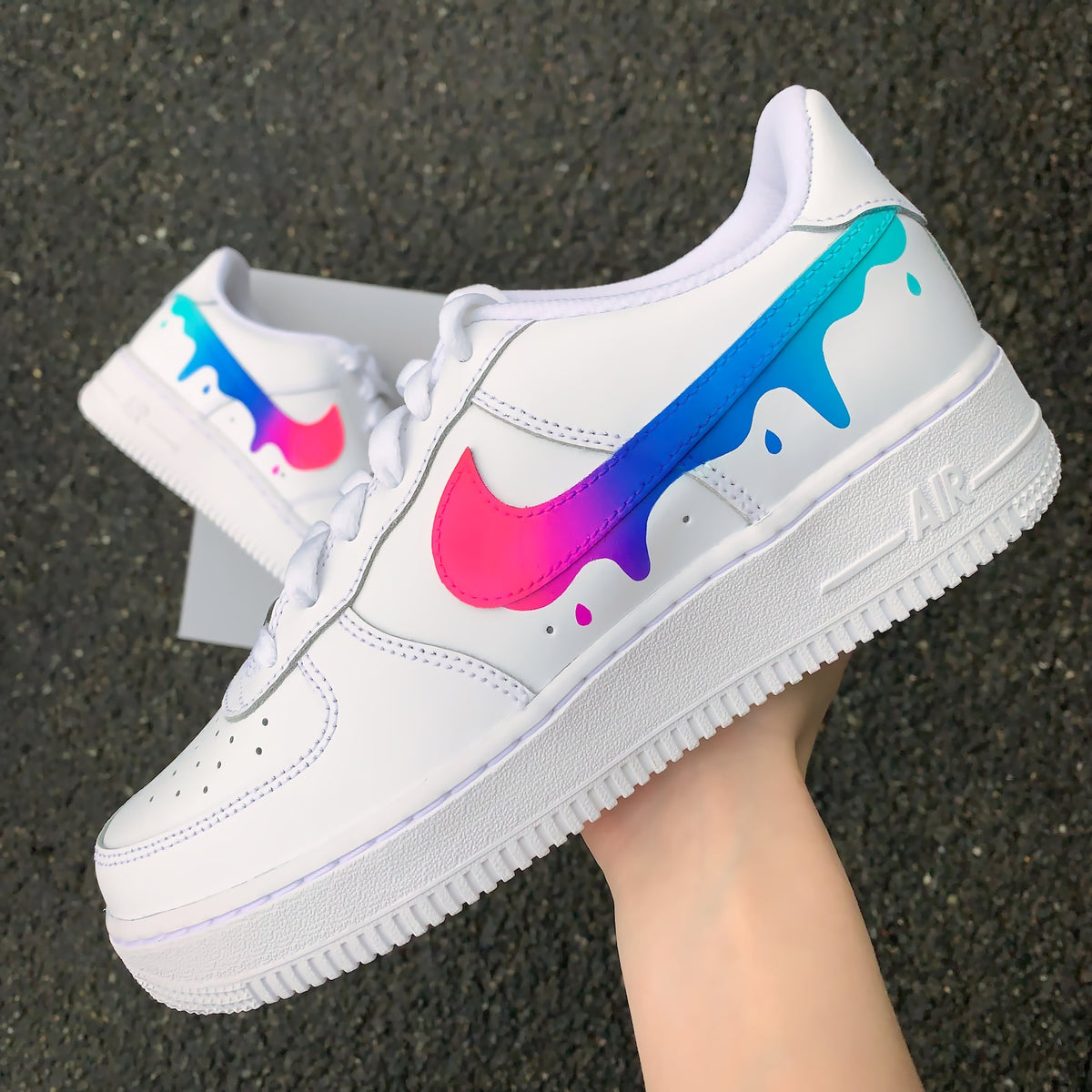 Custom Nike Air Force 1 Color Gradient with Drops - Sneaker Color Gradient with Drip - Hand-painted Shoes - Colorful - Custom Sneaker AF1