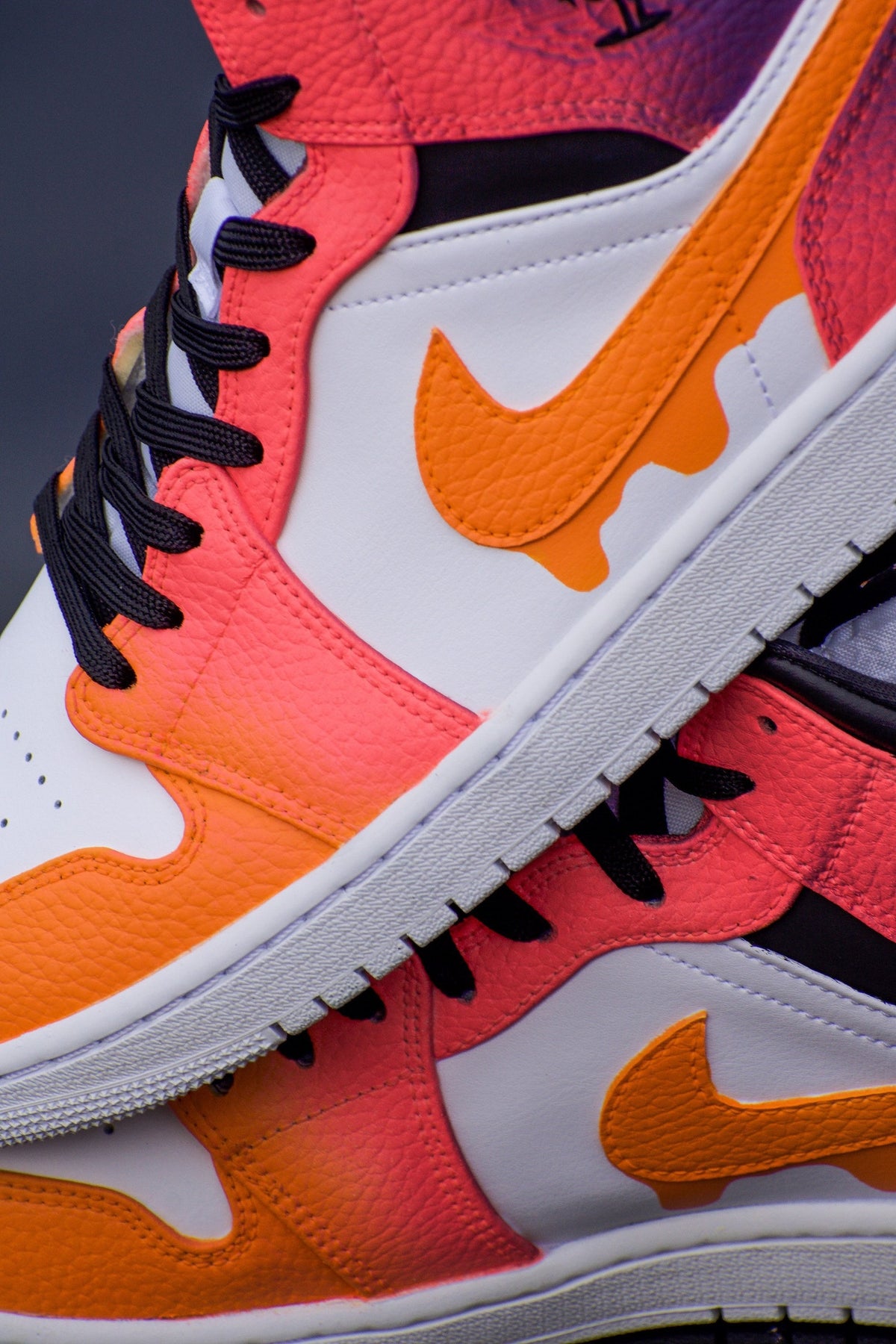 Night Lights Custom jordan 1 mids, cartoon drip, orange, purple, pink sneakers mens women’s