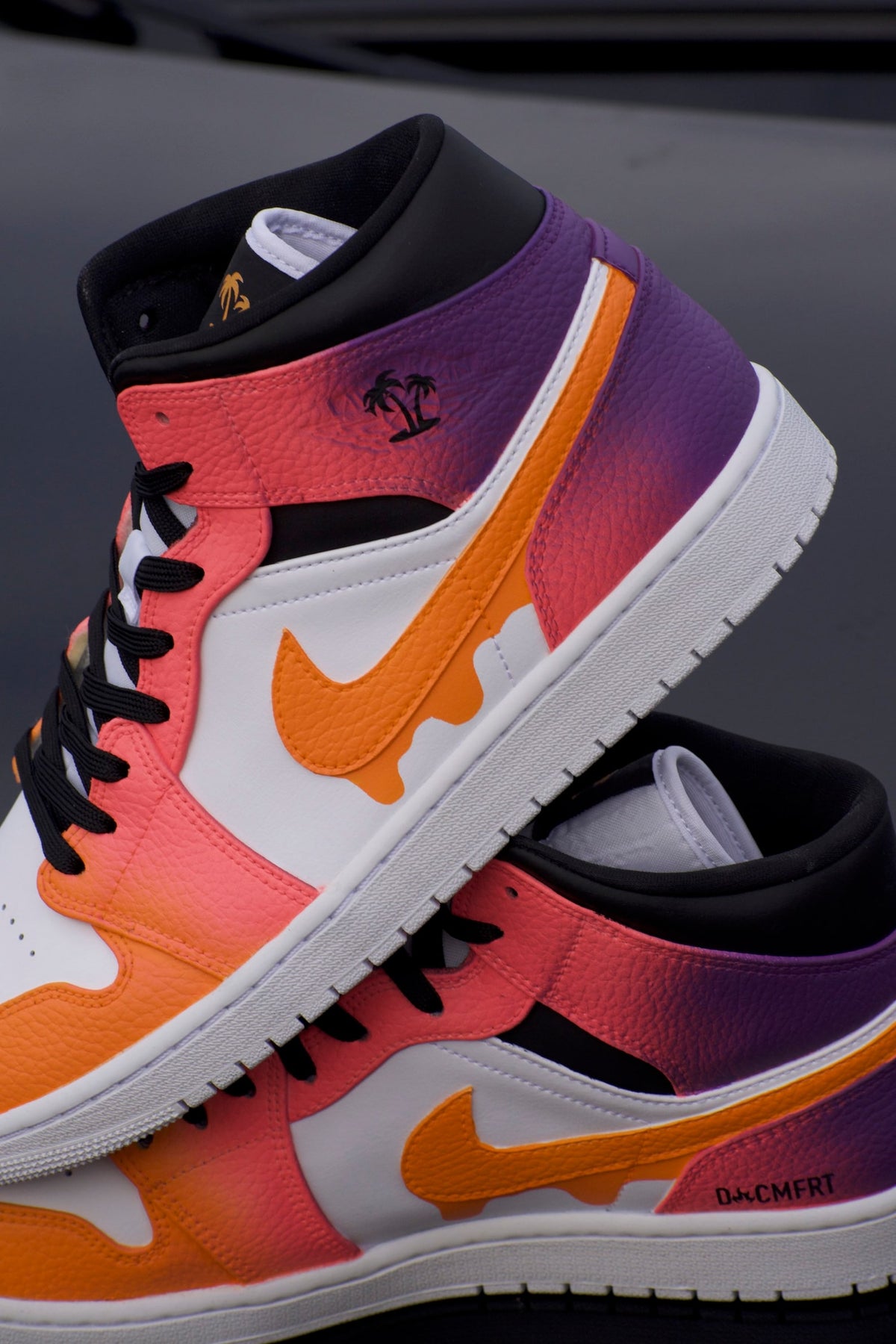 Night Lights Custom jordan 1 mids, cartoon drip, orange, purple, pink sneakers mens women’s