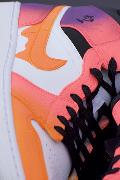 Night Lights Custom jordan 1 mids, cartoon drip, orange, purple, pink sneakers mens women’s