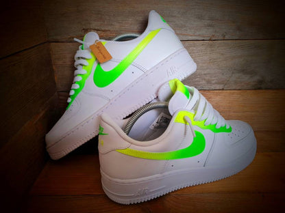 Custom Air Force 1/AF1/Sneakers/Shoes/Kicks/Premium/Personalised/Neon Green-Yellow Fade
