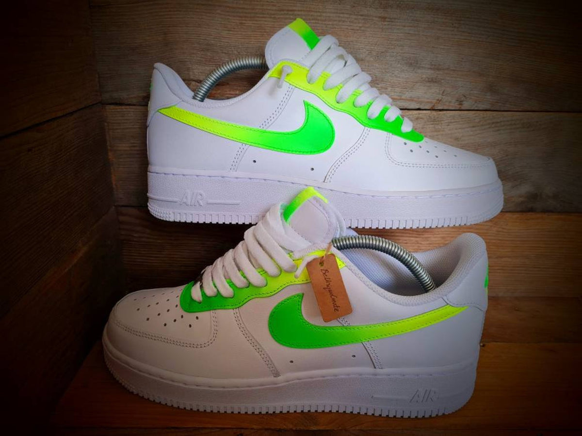 Custom Air Force 1/AF1/Sneakers/Shoes/Kicks/Premium/Personalised/Neon Green-Yellow Fade