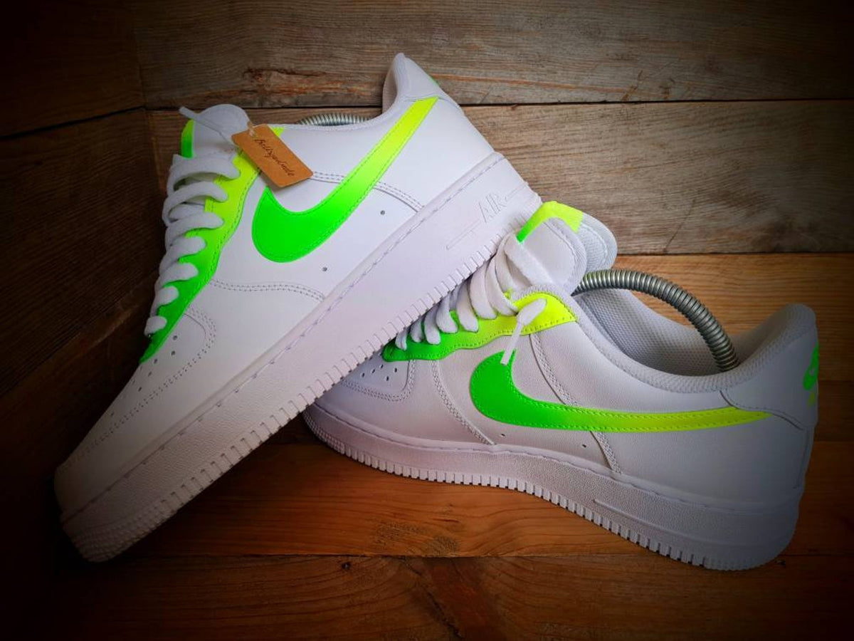 Custom Air Force 1/AF1/Sneakers/Shoes/Kicks/Premium/Personalised/Neon Green-Yellow Fade