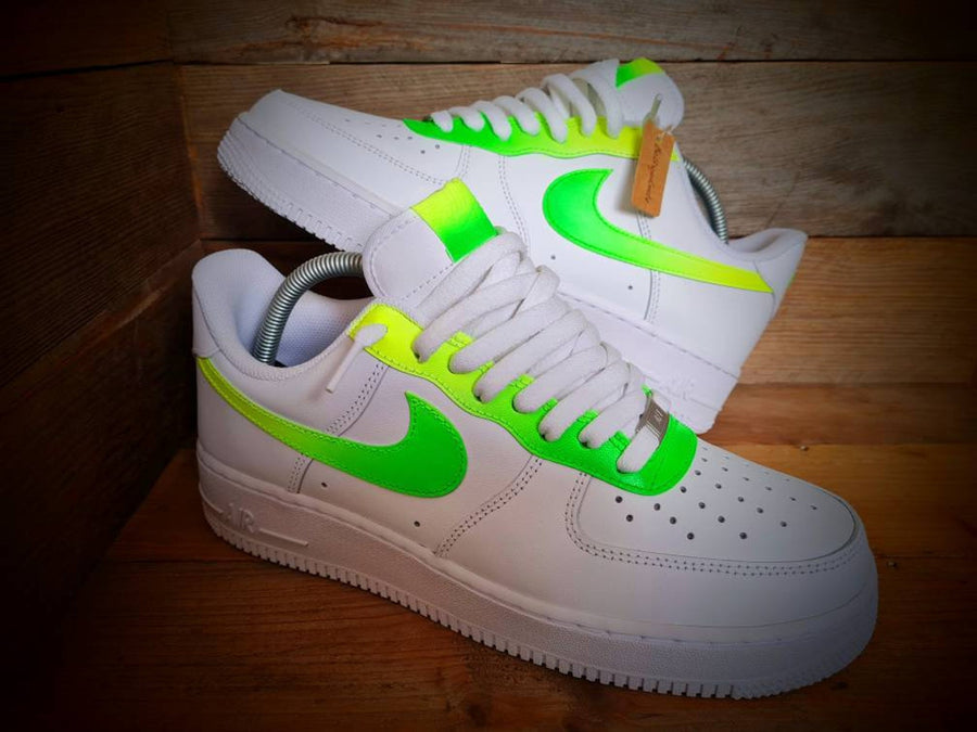 Custom Air Force 1/AF1/Sneakers/Shoes/Kicks/Premium/Personalised/Neon Green-Yellow Fade