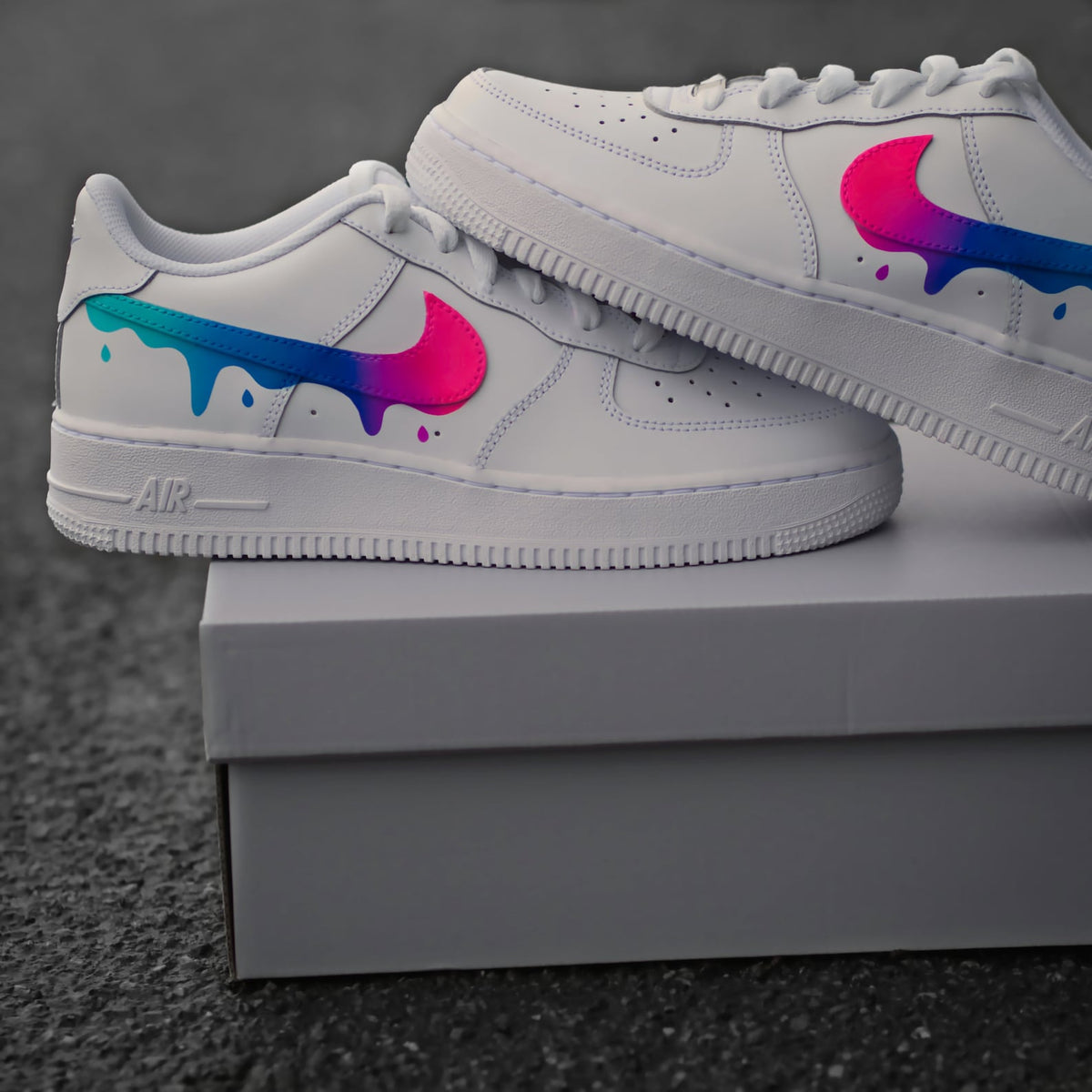 Custom Nike Air Force 1 Color Gradient with Drops - Sneaker Color Gradient with Drip - Hand-painted Shoes - Colorful - Custom Sneaker AF1