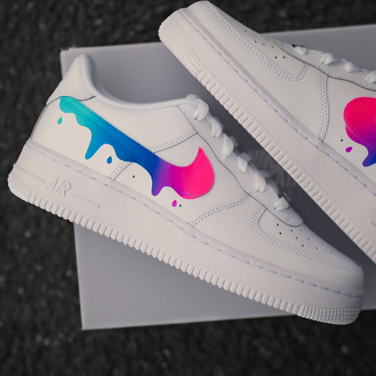 Custom Nike Air Force 1 Color Gradient with Drops - Sneaker Color Gradient with Drip - Hand-painted Shoes - Colorful - Custom Sneaker AF1