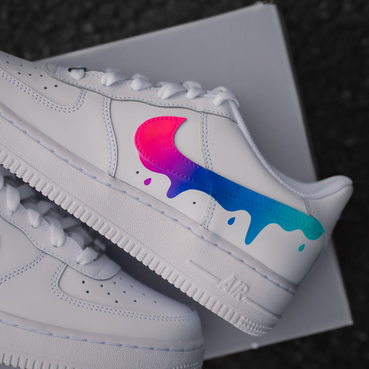 Custom Nike Air Force 1 Color Gradient with Drops - Sneaker Color Gradient with Drip - Hand-painted Shoes - Colorful - Custom Sneaker AF1
